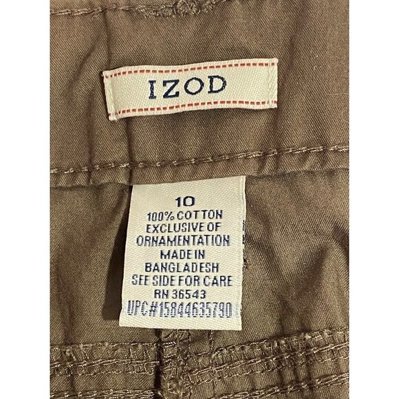 New Izod Cropped Pants with Matching Belt and Ruched Hem Women’s Size 10 Brown - Picture 4 of 12
